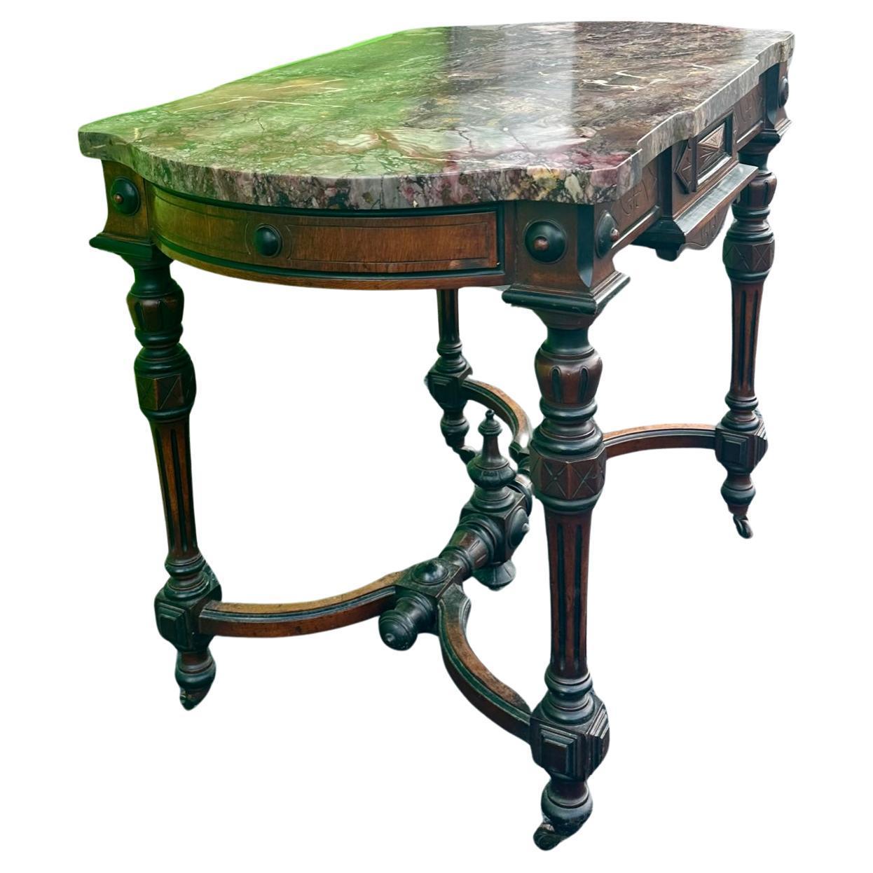 Französisch 19. Jahrhundert Napoleon III Periode Marmorplatte Tisch (Geschnitzt) im Angebot