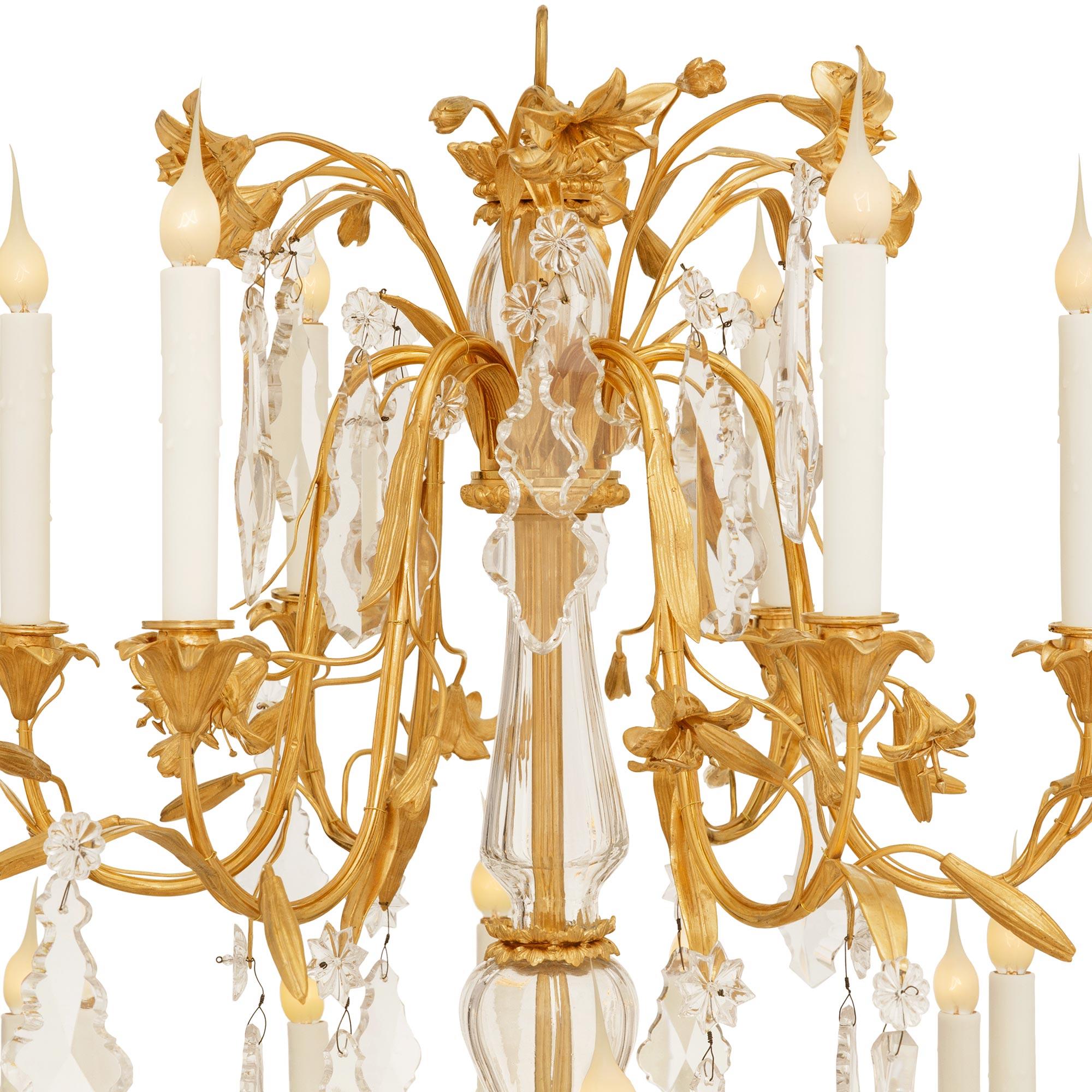 Lámpara de araña francesa del siglo XIX, época de Napoleón III, de Ormolu y cristal de Baccarat en Bueno estado para la venta en West Palm Beach, FL