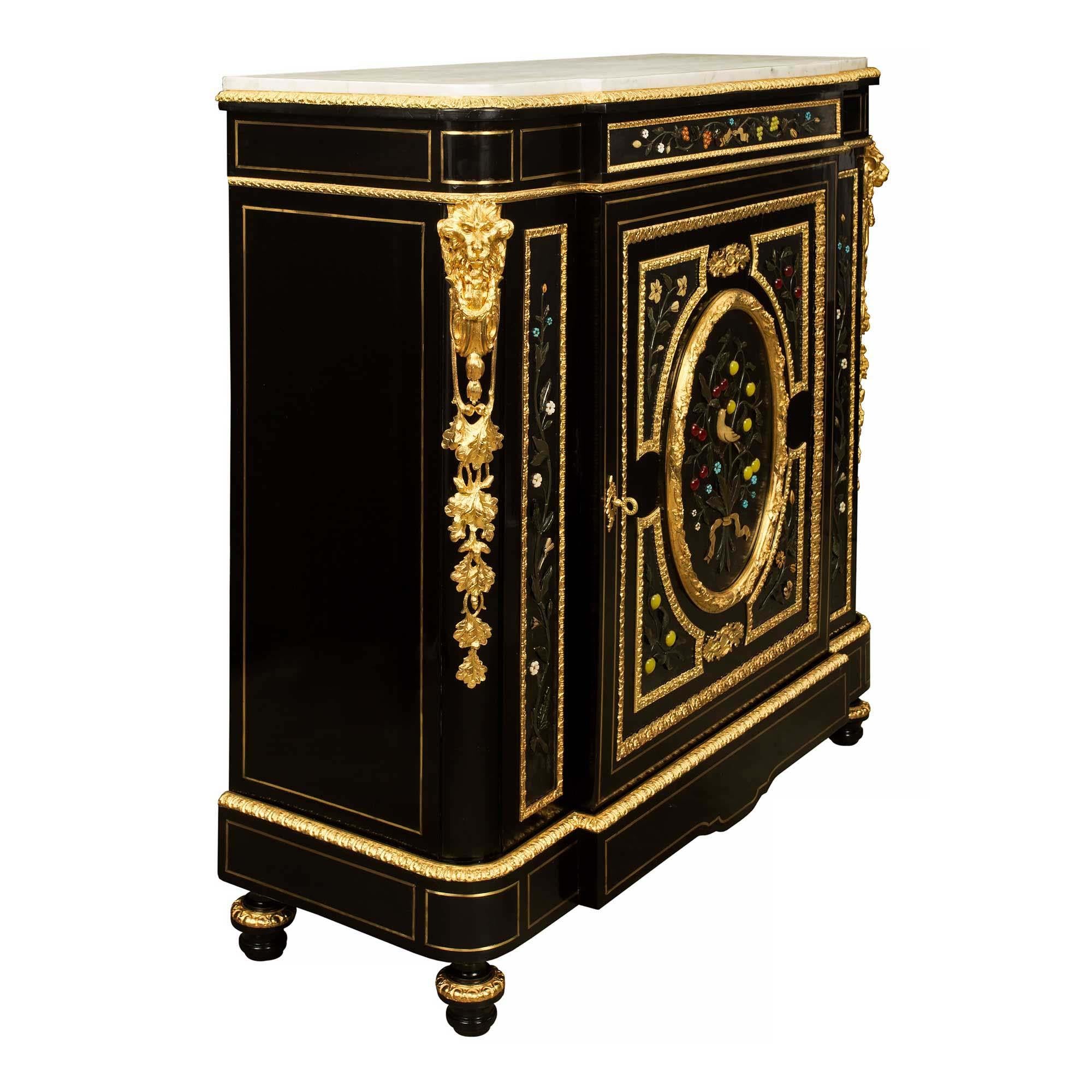 Brass French 19th Century Napoleon III Period Ormolu and Marble Cabinet For Sale