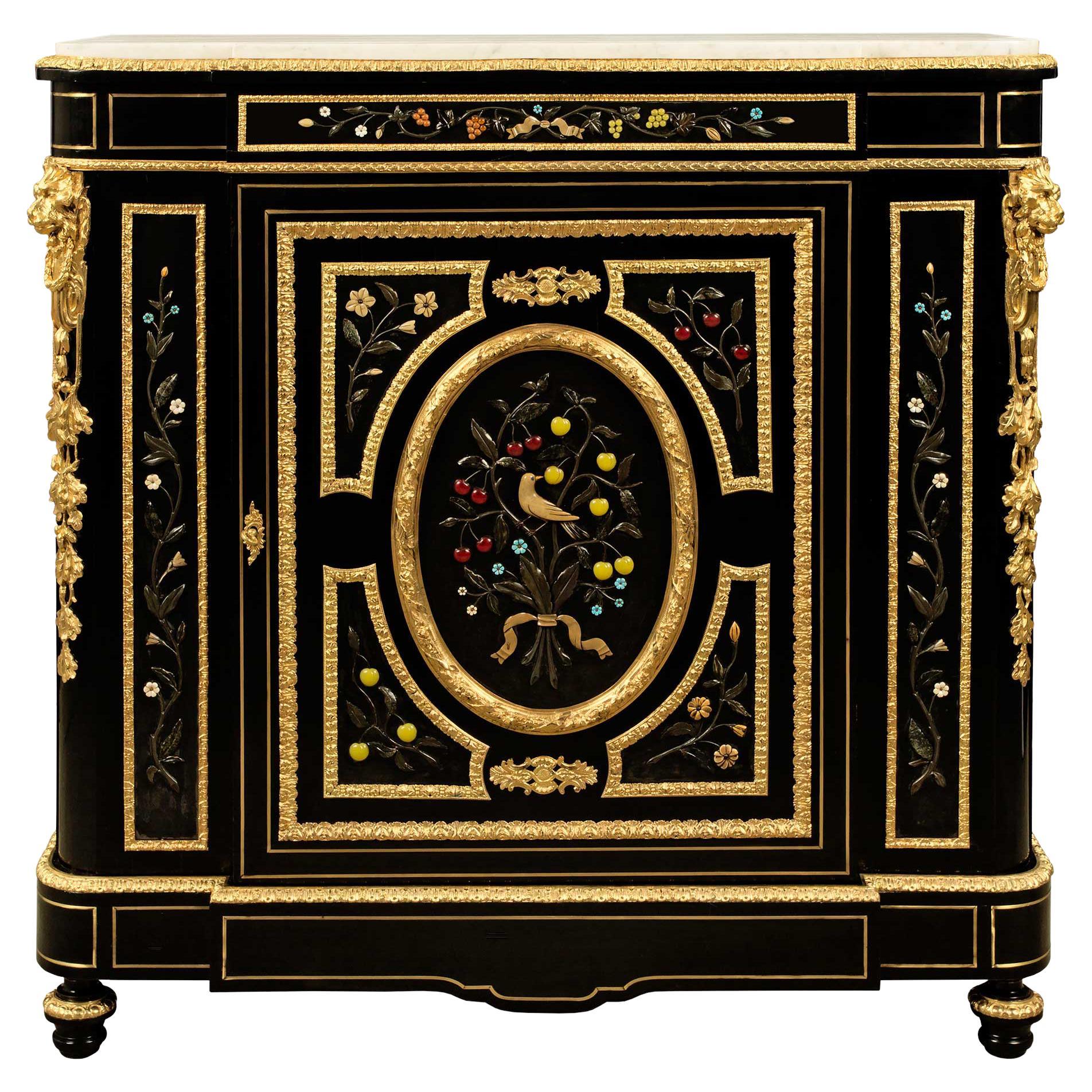 French 19th Century Napoleon III Period Ormolu and Marble Cabinet For Sale