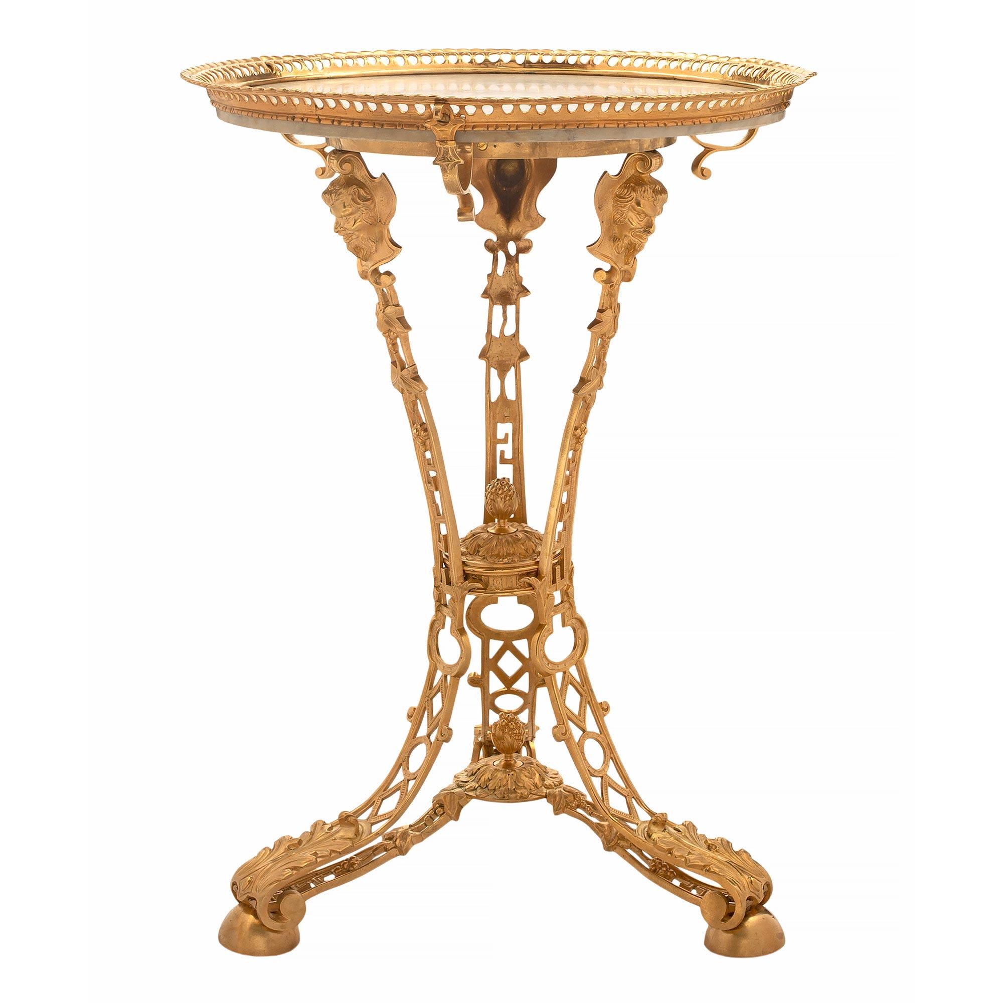 French 19th Century Napoleon III Period Ormolu and Marble Side Table In Good Condition For Sale In West Palm Beach, FL