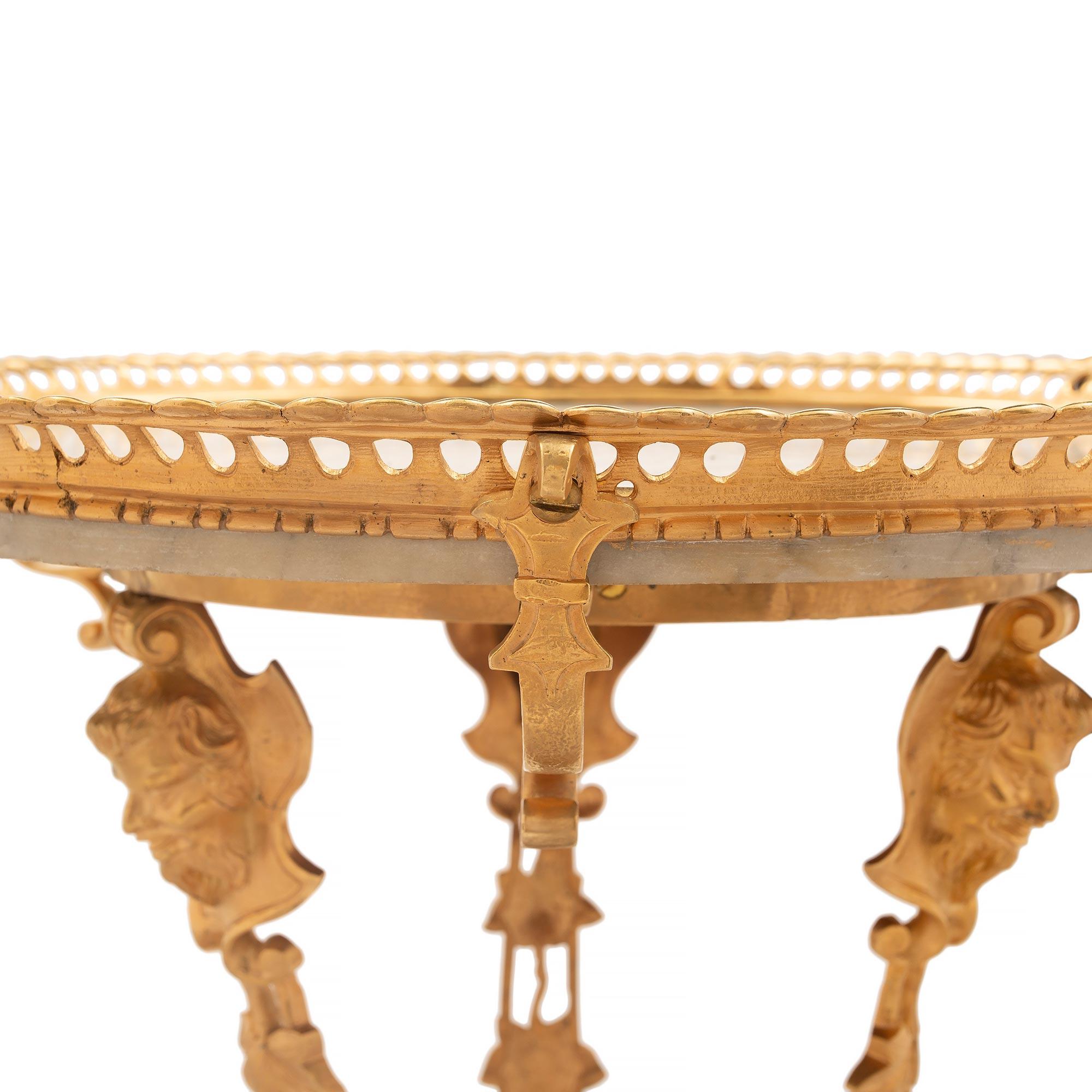 Carrara Marble French 19th Century Napoleon III Period Ormolu and Marble Side Table For Sale
