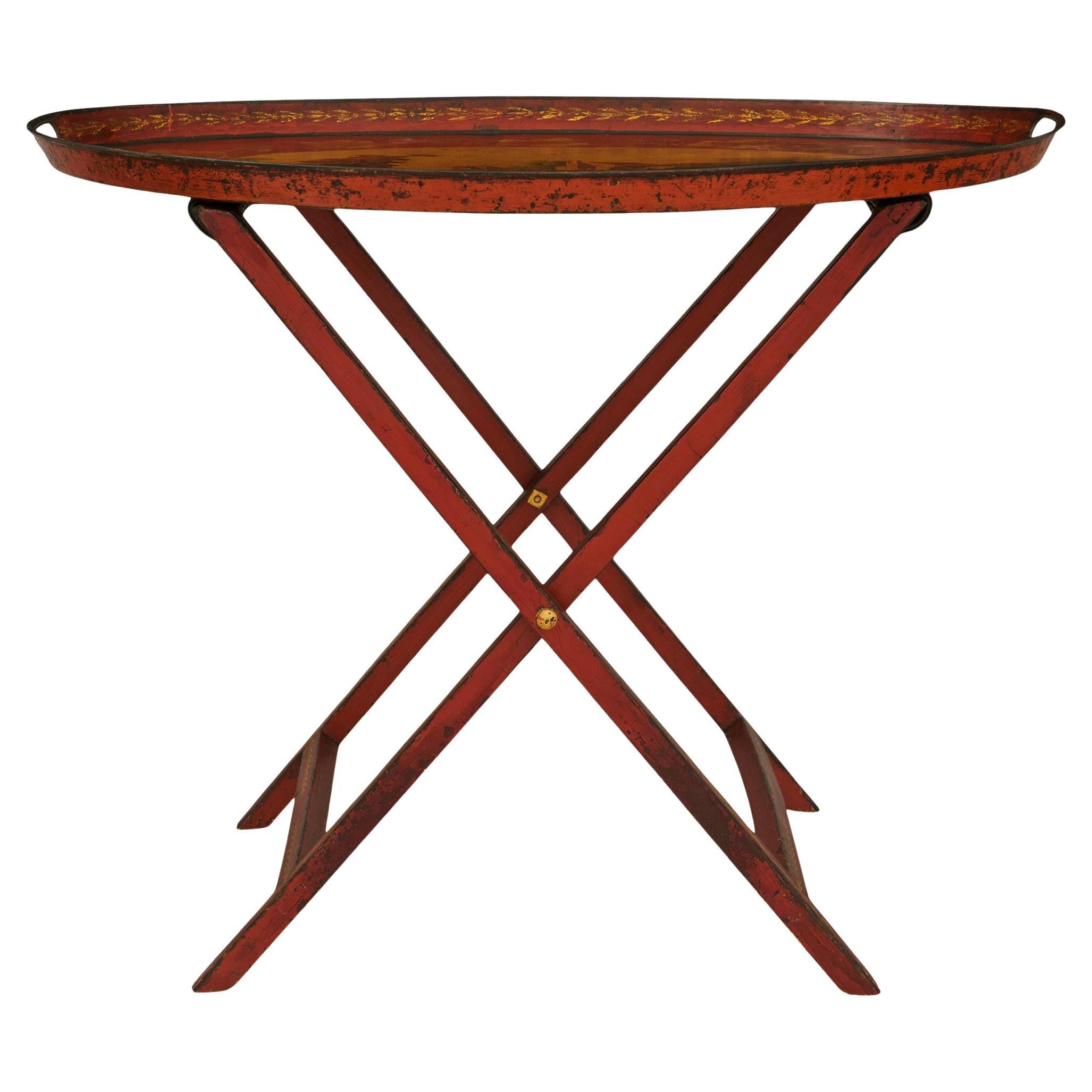 French 19th century Napoleon III Period patinated Metal serving tray/table For Sale