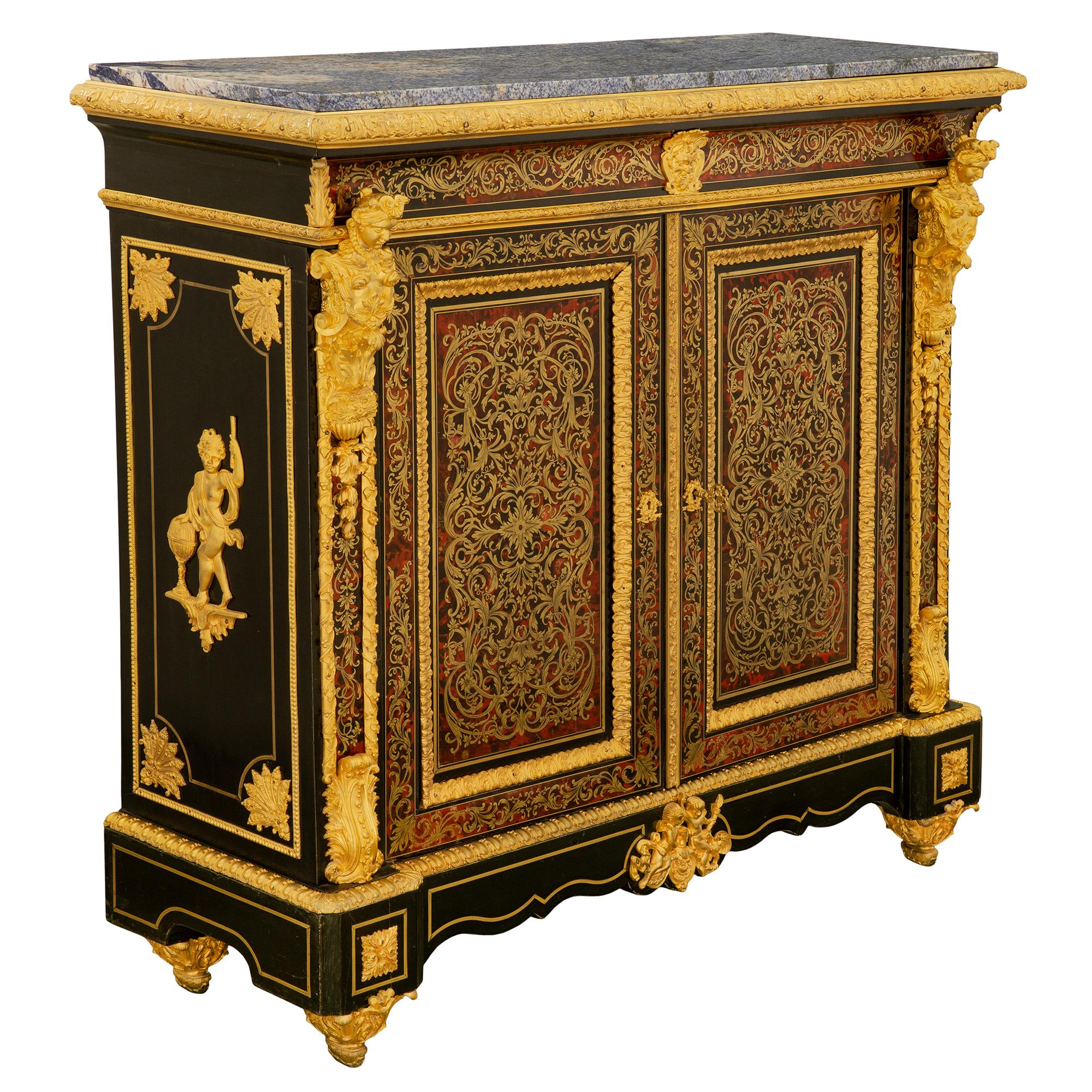 Brass French 19th Century Napoleon III Period Two-Door Cabinet For Sale