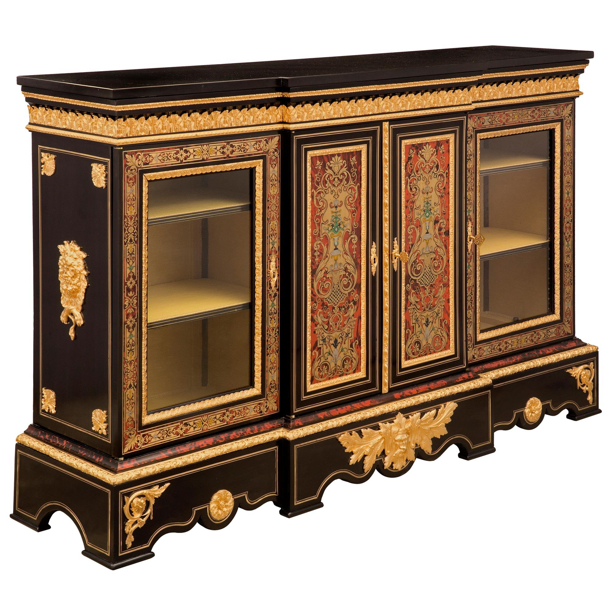 Brass French 19th Century Napoleon III Period Vitrine Cabinet, Signed Pretot For Sale