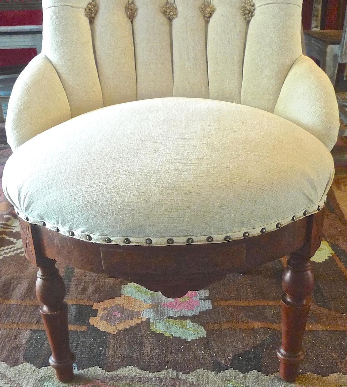 French 19th Century Napoleon III Small Armchair Newly Upholstered 10