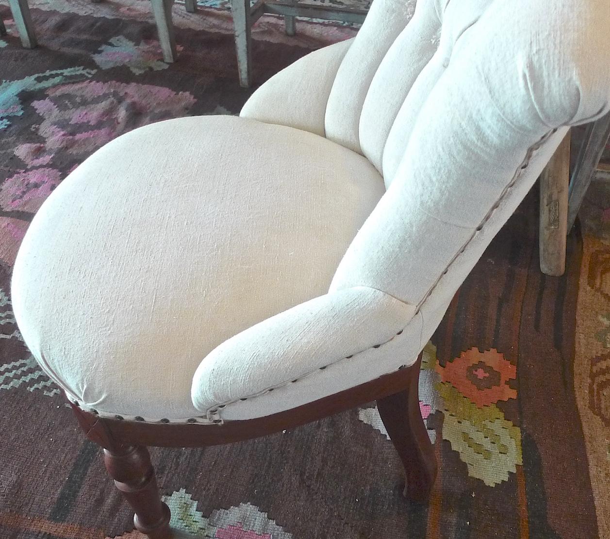 French 19th century Napoleon III small armchair newly upholstered.