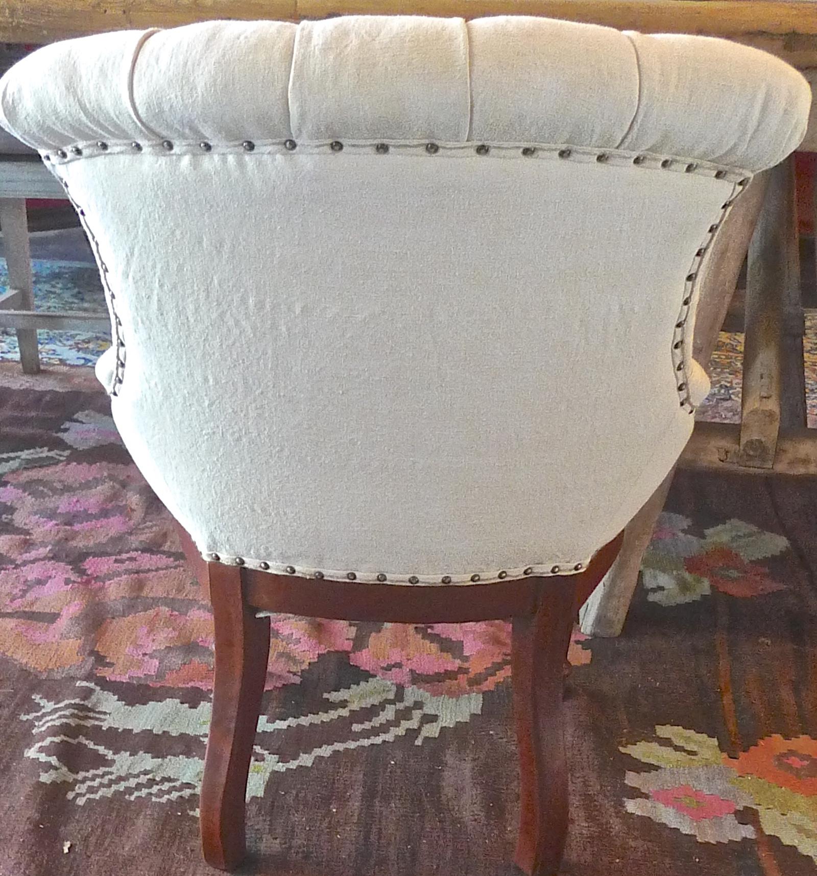 Stained French 19th Century Napoleon III Small Armchair Newly Upholstered