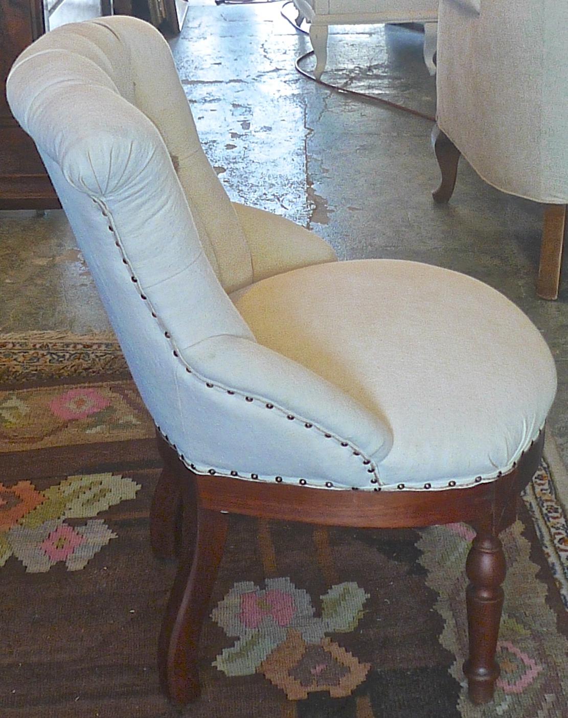 French 19th Century Napoleon III Small Armchair Newly Upholstered In Good Condition In Santa Monica, CA