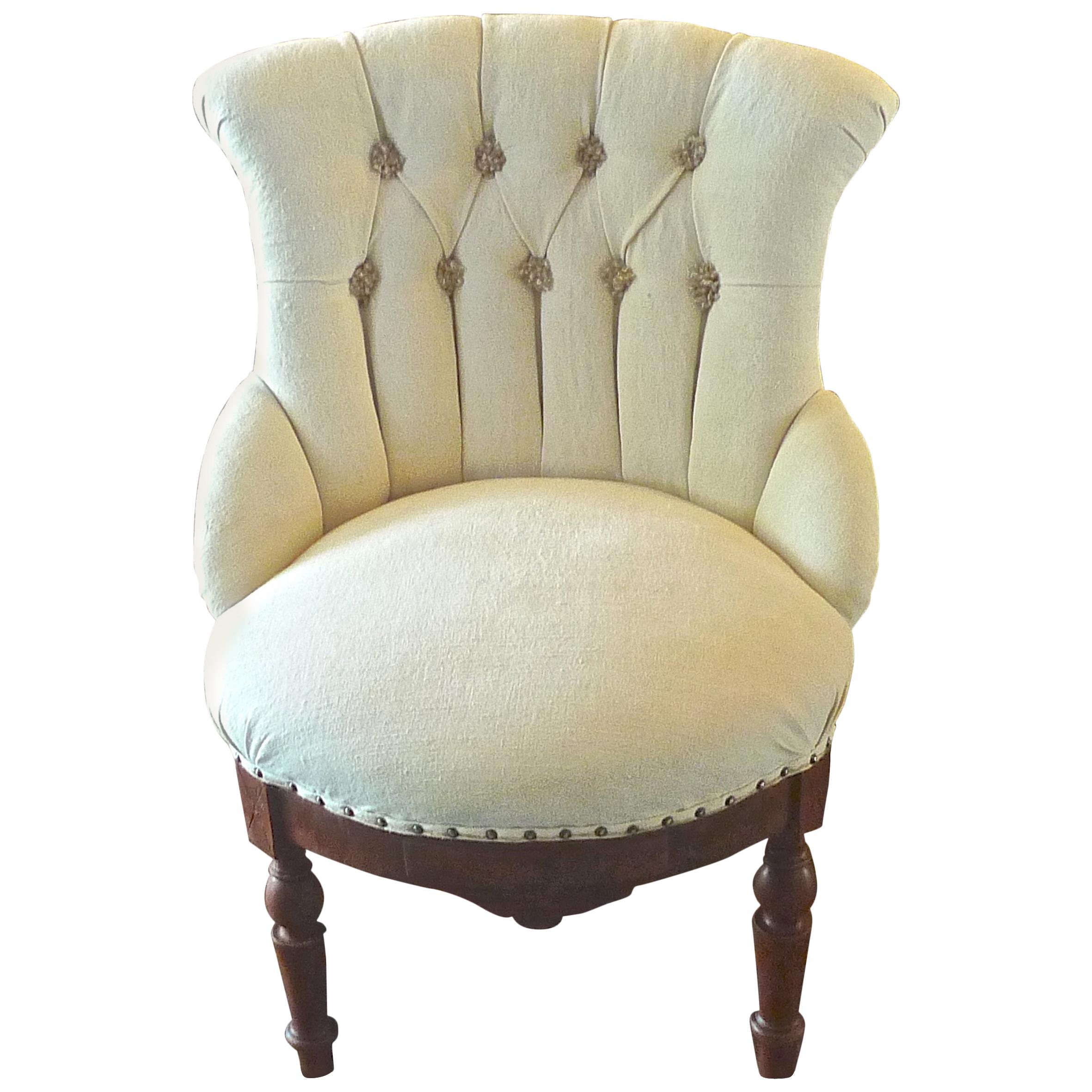 French 19th Century Napoleon III Small Armchair Newly Upholstered