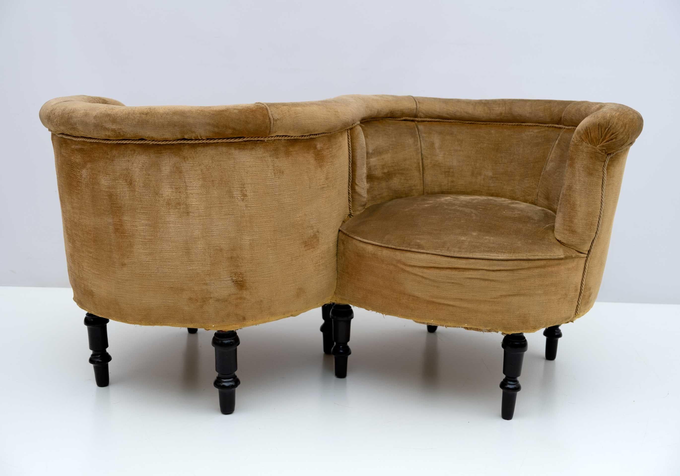 French 19th Century Napoleon III Tête-à-Tête Armchair 2