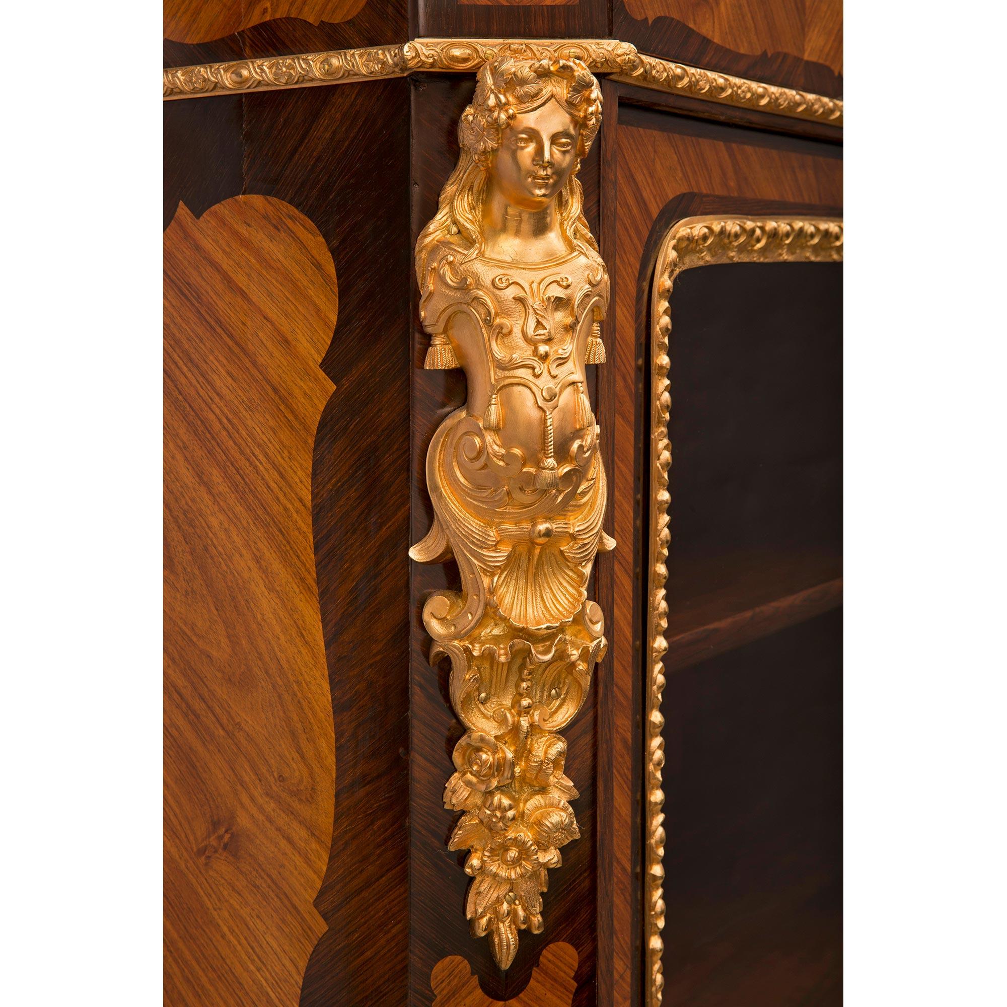 French 19th Century Napoleon III Tulipwood and Ormolu Vitrine For Sale 4