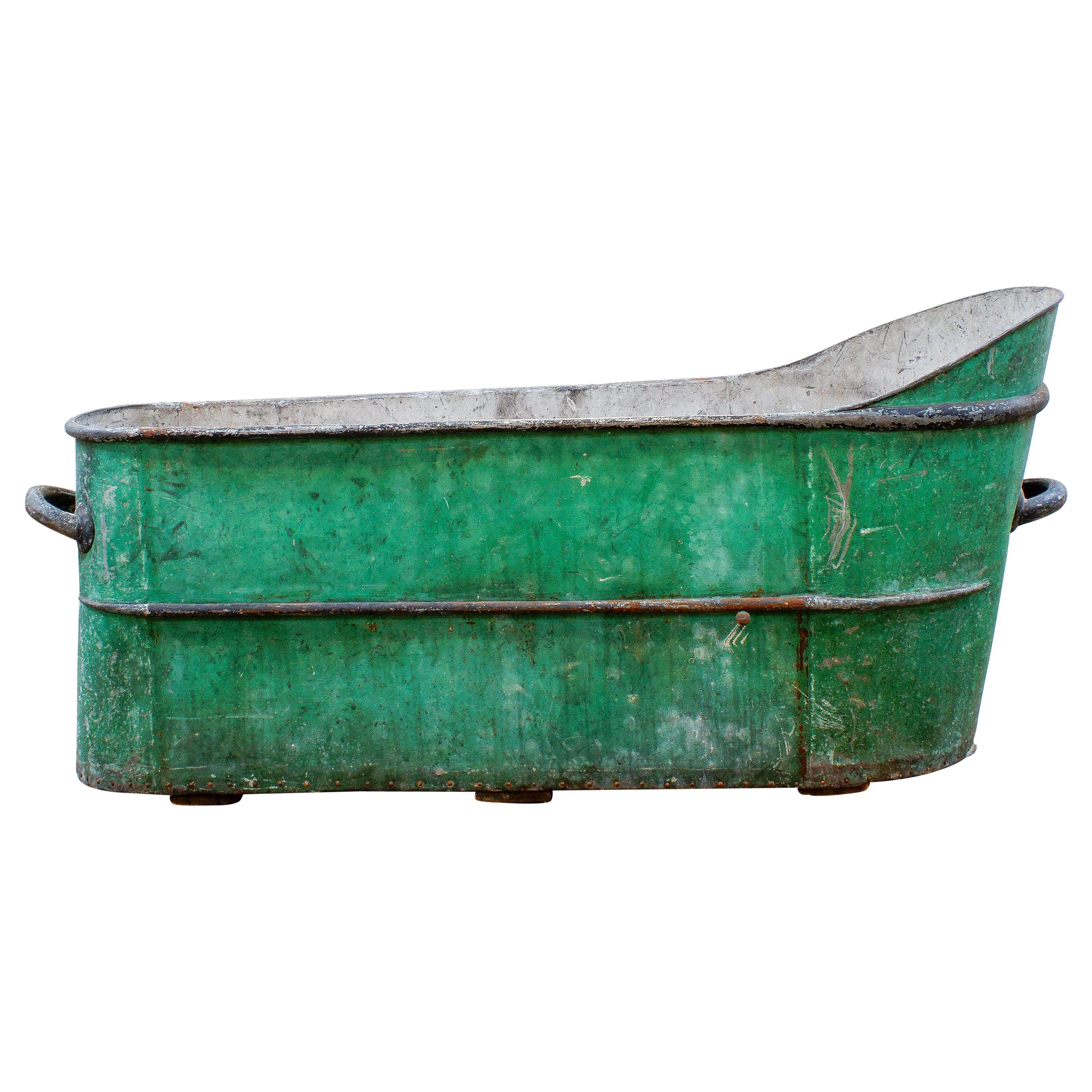 Französisch 19. Jahrhundert Napoleon III Zink bemalt grün Garten Bad Pflanzer im Angebot