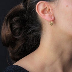 French 19th Century Natural Pearl 18 Karat Rose Gold Lever, Back Earrings