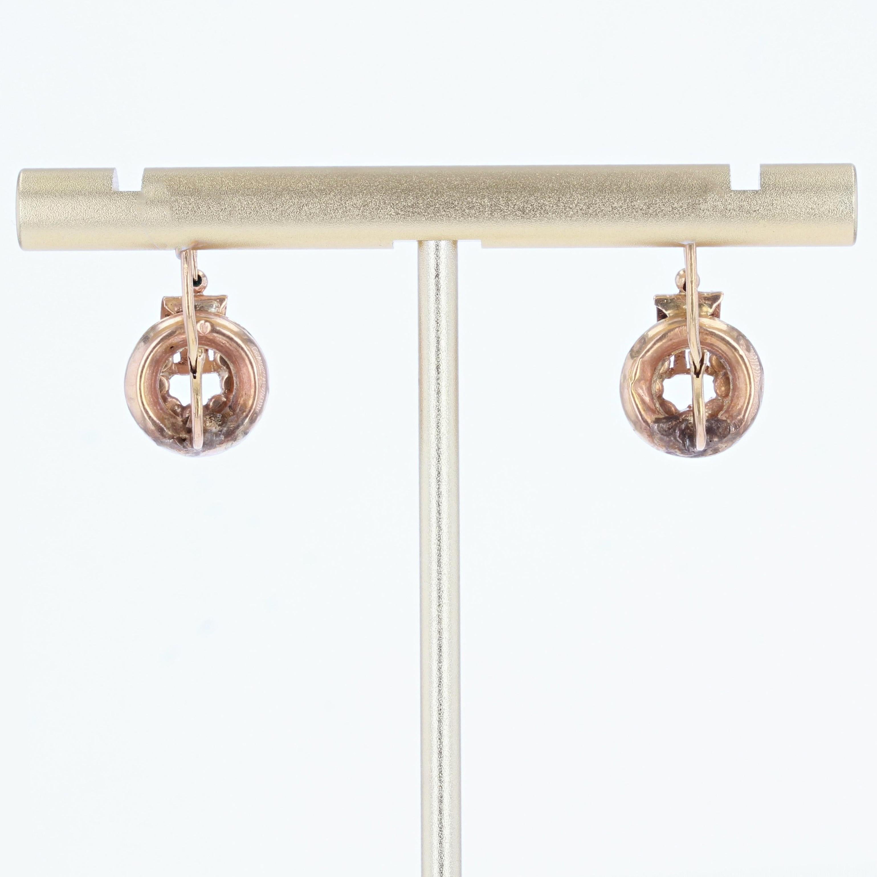 Bead French, 19th Century Natural Pearl 18 Karat Rose Gold Lever, Back Earrings For Sale