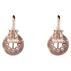 French, 19th Century Natural Pearl 18 Karat Rose Gold Lever, Back Earrings