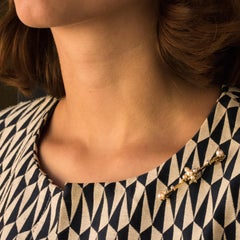 French 19th Century Natural Pearl 18 Karat Yellow Gold Pin Brooch