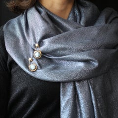 French 19th Century Natural Pearl Agate Cameo Dress Brooches