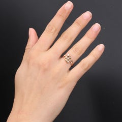 French 19th Century Natural Pearl Diamonds 18 Karat Rose Gold Ring