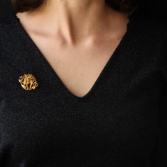 French 19th Century Natural Pearl Ruby 18 Karat Yellow Gold Chimera Brooch