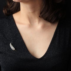 French 19th Century Natural Pearls 18 Karat Rose Gold Silver Leaf Brooch