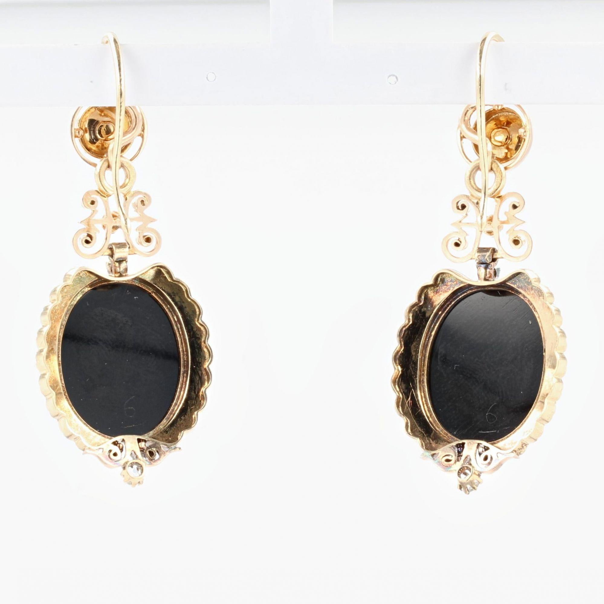 French 19th Century Natural Pearls Diamonds Onyx Cameo Set For Sale 8