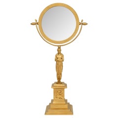 Espejo de tocador Ormolu neoclásico francés del siglo XIX