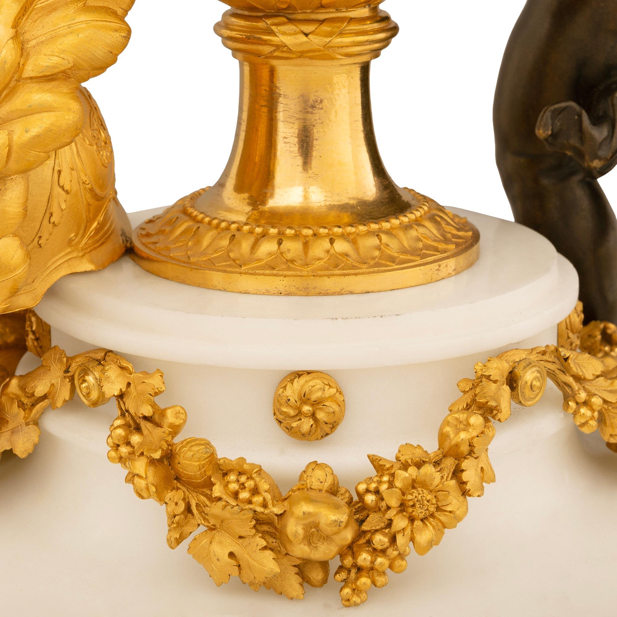 French 19th Century Neo-Classical Period Marble, Ormolu, & Bronze Clock For Sale 4