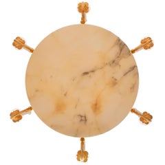 French 19th Century Neo-Classical St. Alabaster, Bronze & Ormolu Chandelier