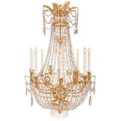 French, 19th Century, Neo-Classical St. Baccarat Crystal and Ormolu Chandelier