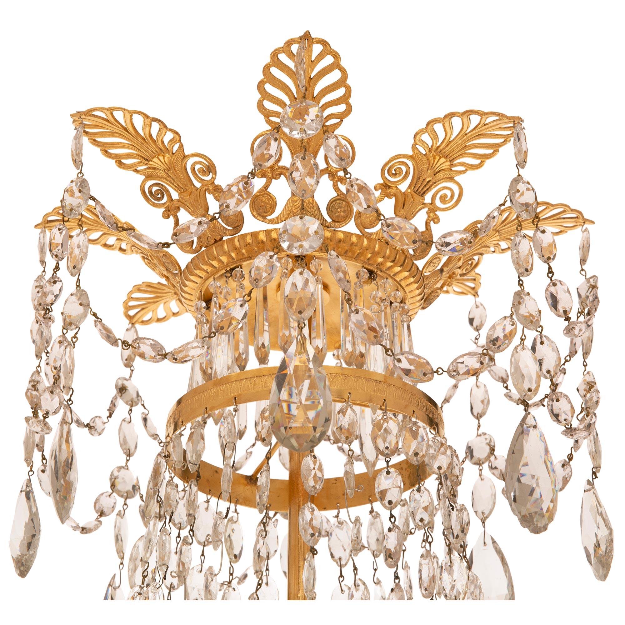 Neoclassical French, 19th Century, Neo-Classical St. Baccarat Crystal and Ormolu Chandelier For Sale