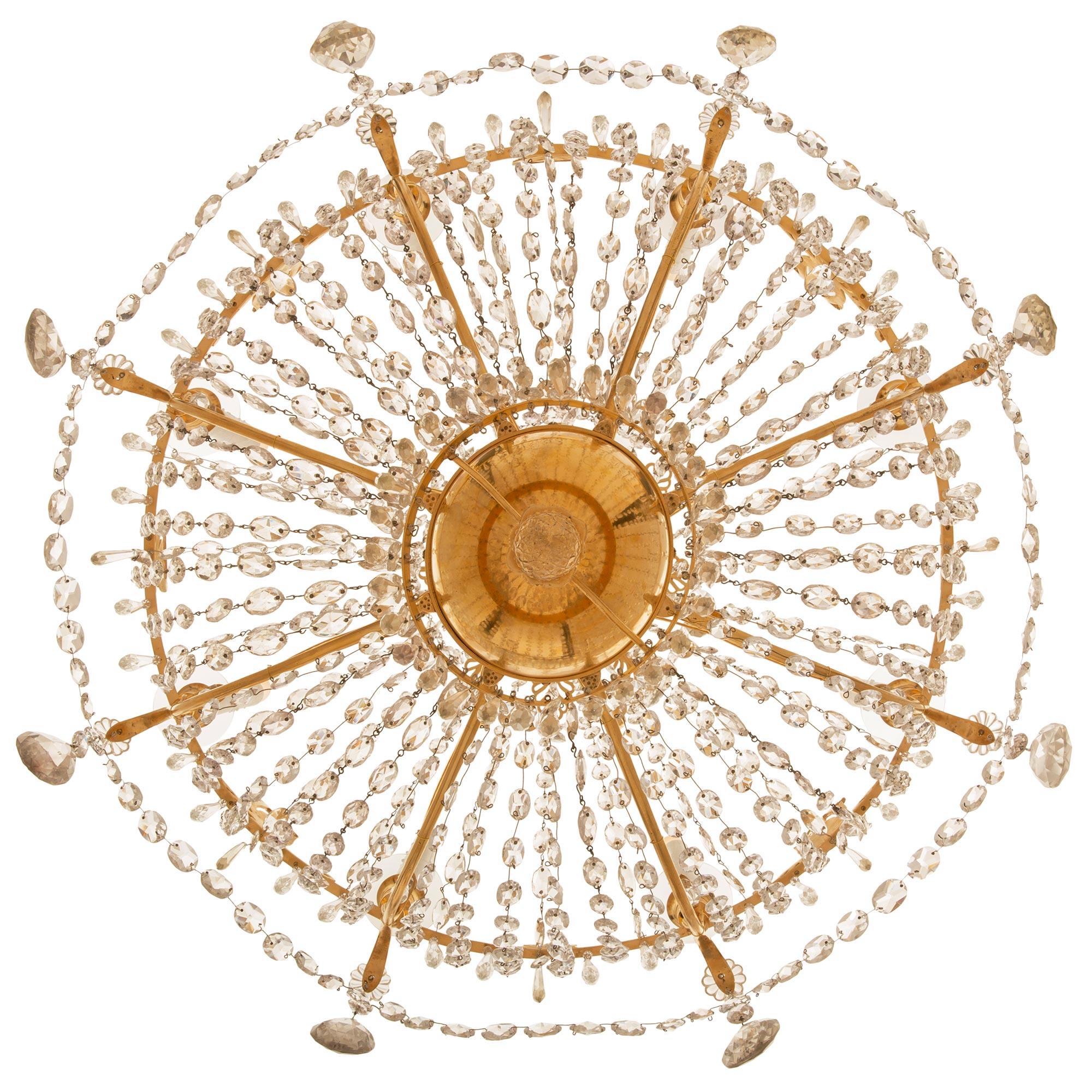 French, 19th Century, Neo-Classical St. Baccarat Crystal and Ormolu Chandelier For Sale 4