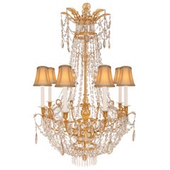 French, 19th Century, Neo-Classical St. Baccarat Crystal and Ormolu Chandelier