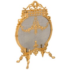 French 19th Century Neo-Classical St. Belle Époque Period Ormolu Fire Screen