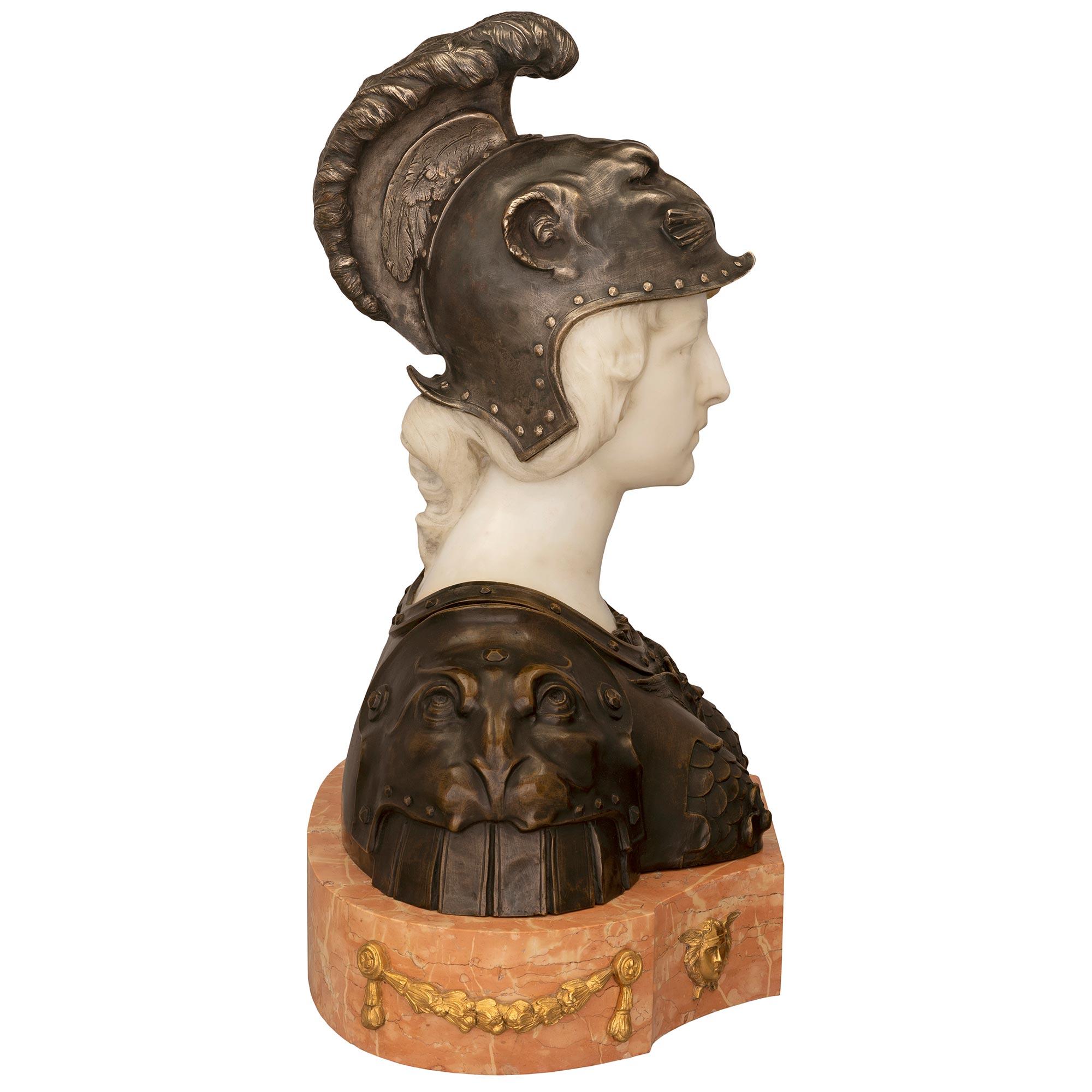 Neoclassical French 19th Century Neo-Classical St. Bronze, Marble, & Ormolu Bust of Marianne For Sale