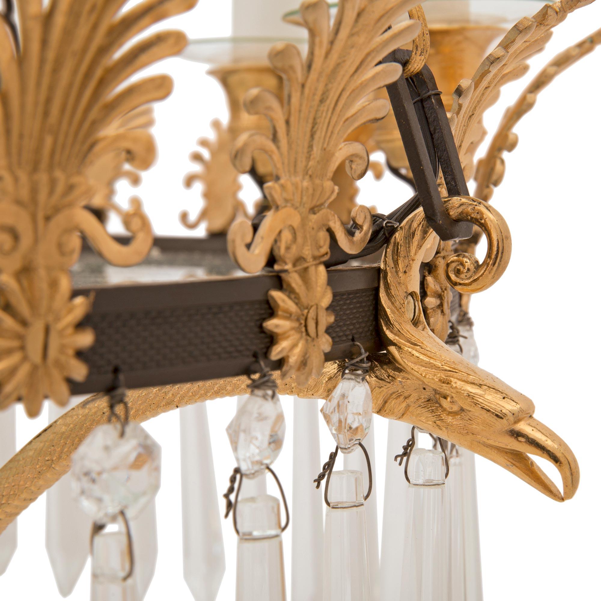 Neoclassical French 19th Century Neo-Classical St. Bronze, Ormolu, And Crystal Chandelier For Sale