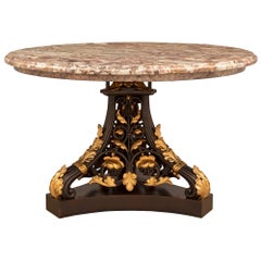 French 19th Century Neo-Classical St. Bronze, Ormolu, and Marble Cocktail Table
