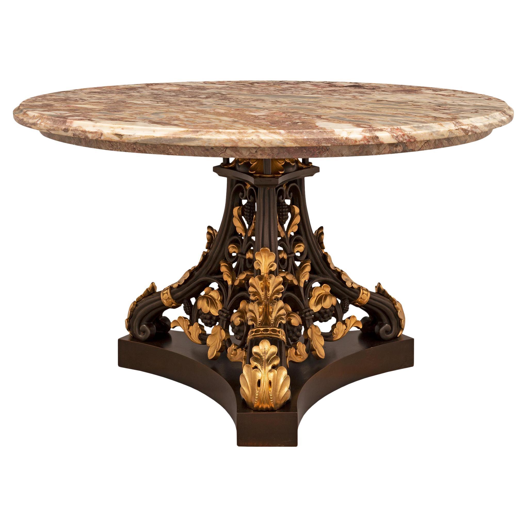 French 19th Century Neo-Classical St. Bronze, Ormolu, and Marble Cocktail Table