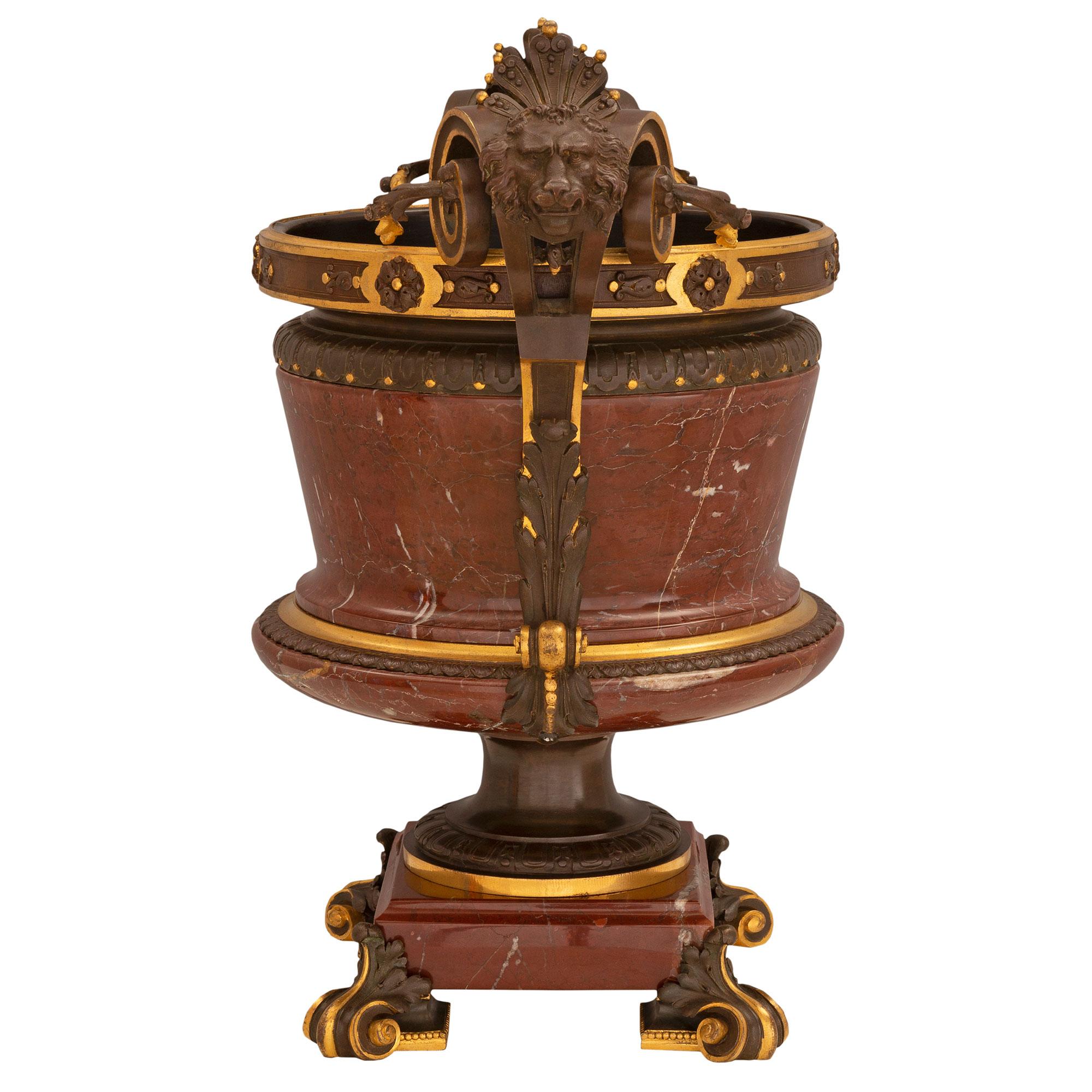 French 19th Century Neo-Classical St. Bronze, Ormolu and Marble Urn 1