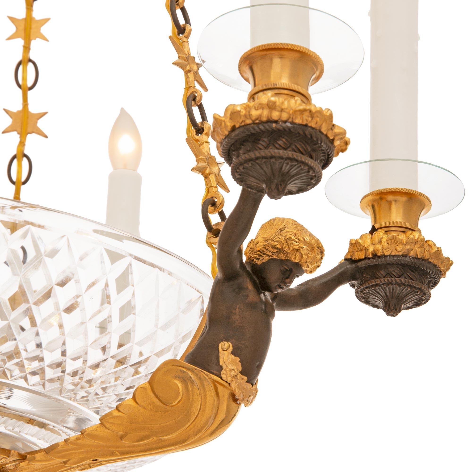 French 19th Century Neo-Classical St. Bronze, Ormolu & Glass Chandelier For Sale 1