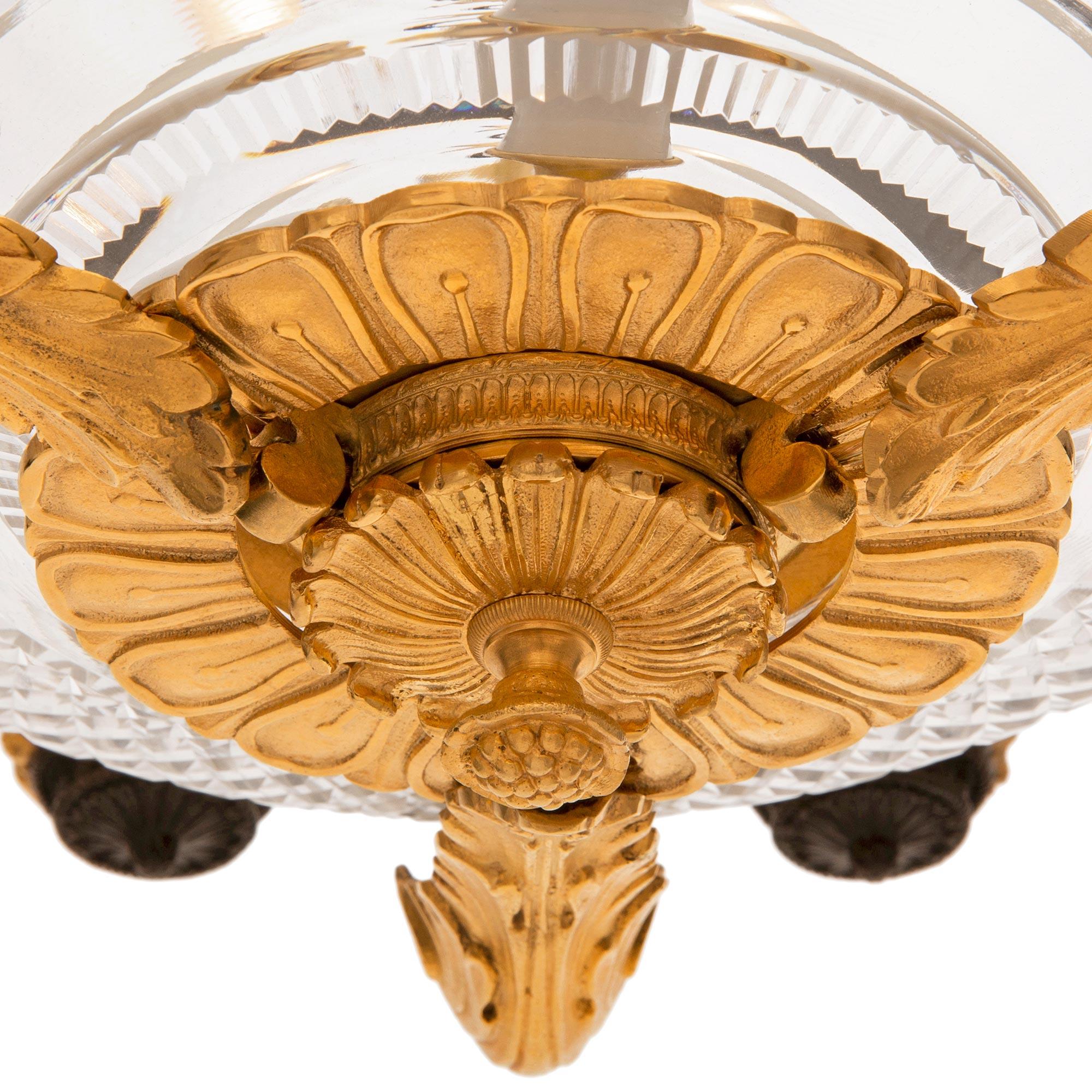 French 19th Century Neo-Classical St. Bronze, Ormolu & Glass Chandelier For Sale 3