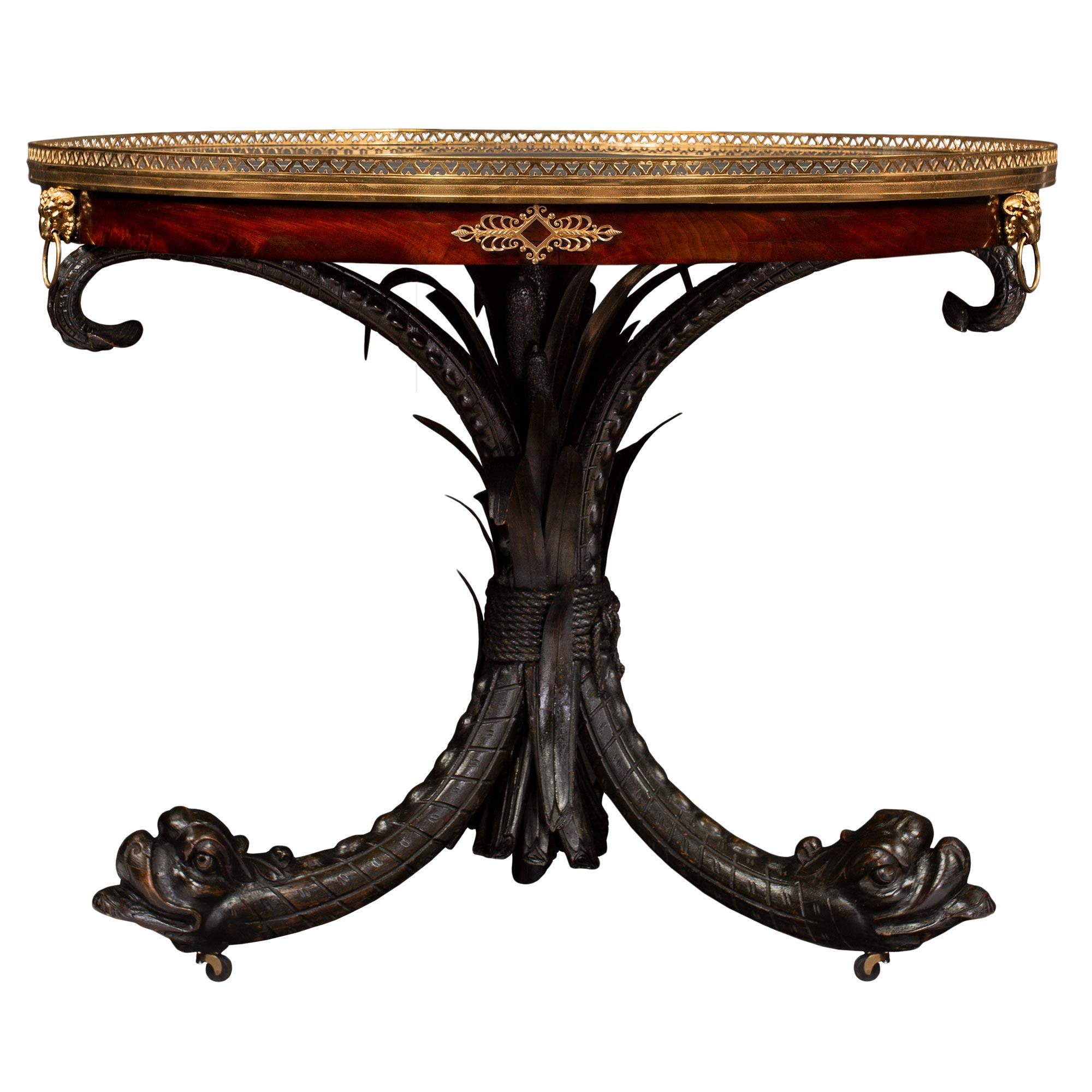 Néoclassique Table centrale néoclassique française du XIXe siècle de style St. Center, signée Jean-Joseph Chapius en vente