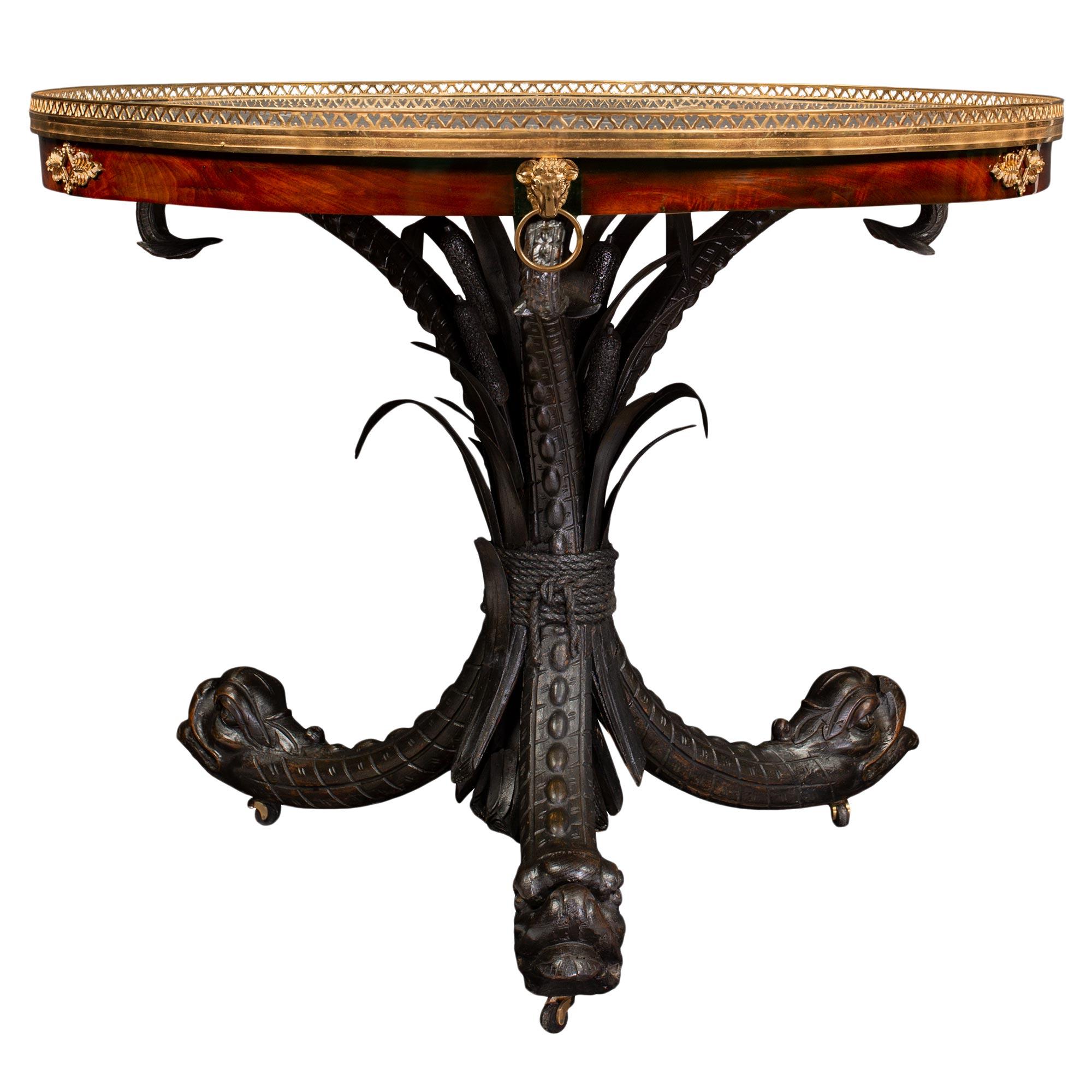 Table centrale néoclassique française du XIXe siècle de style St. Center, signée Jean-Joseph Chapius en vente