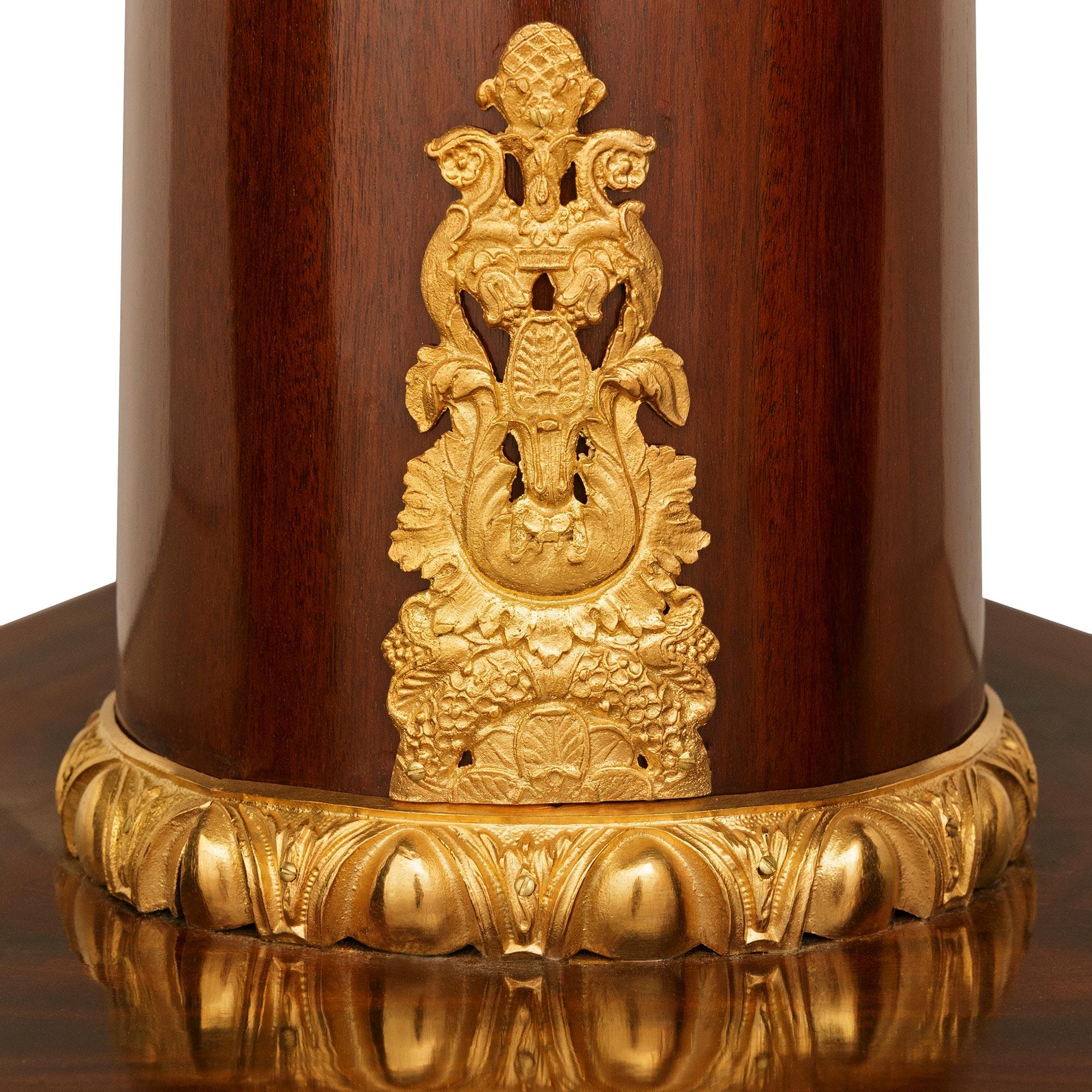 French 19th Century Neo-Classical St. Flame Mahogany and Ormolu Center Table For Sale 2