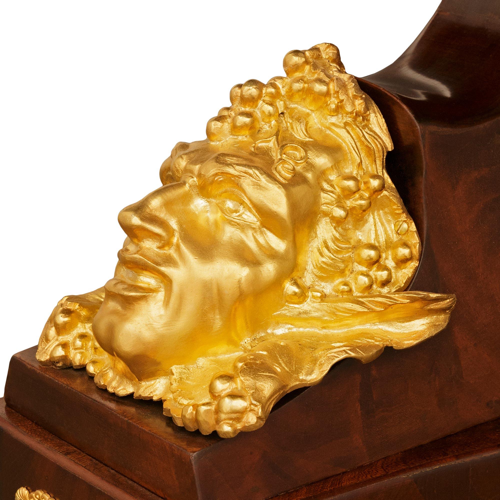 French 19th Century Neo-Classical St. Flame Mahogany and Ormolu Center Table For Sale 3