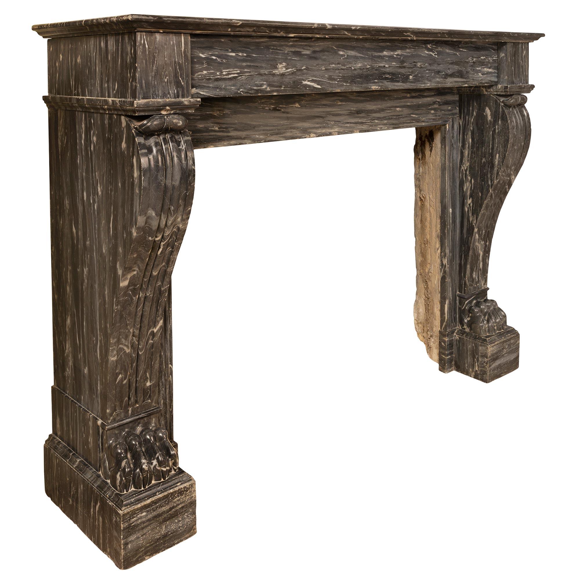 Neoclassical French 19th Century Neo-Classical St. Gris St. Anne Marble Fireplace Mantel For Sale