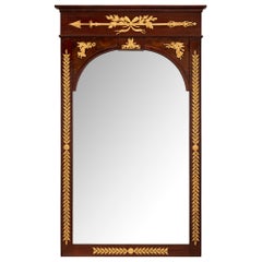 Neoklassizistischer Spiegel aus Mahagoni und Goldbronze aus dem 19. Jahrhundert