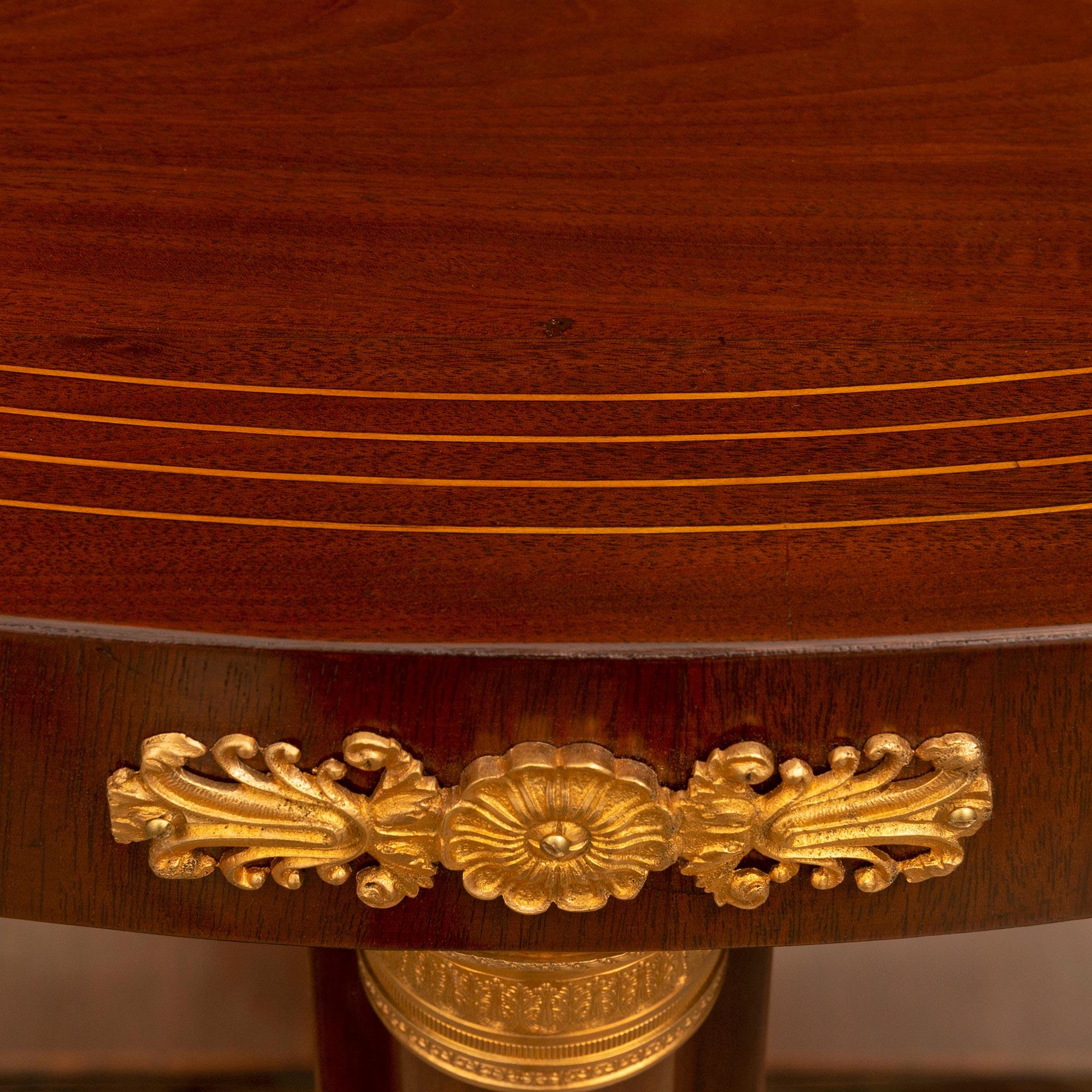 Ormolu French 19th Century Neo-Classical St. Mahogany Demi Lune Console For Sale