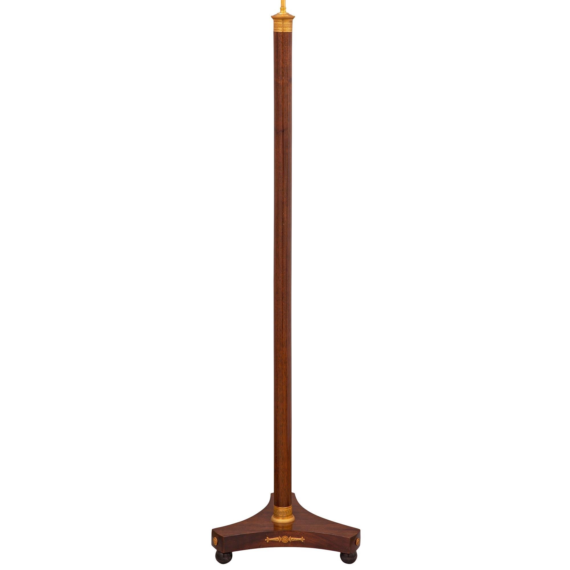 Neoclassical French 19th Century Neo-Classical St. Mahogany, Ebony and Ormolu Floor Lamp For Sale