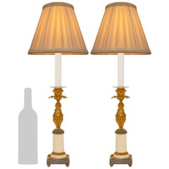 French 19th century Neo-Classical st. Marble and Ormolu lamps